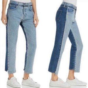 Current/Elliott Womens Somera Straight Leg Jeans Blue Two-Tone Mid Rise 25